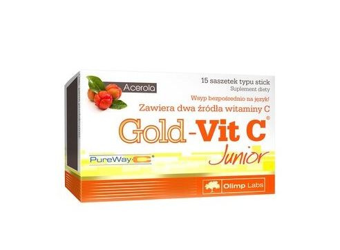 OLIMP LABS Gold-Vit C Junior 15 saszetek typu stick malinowy