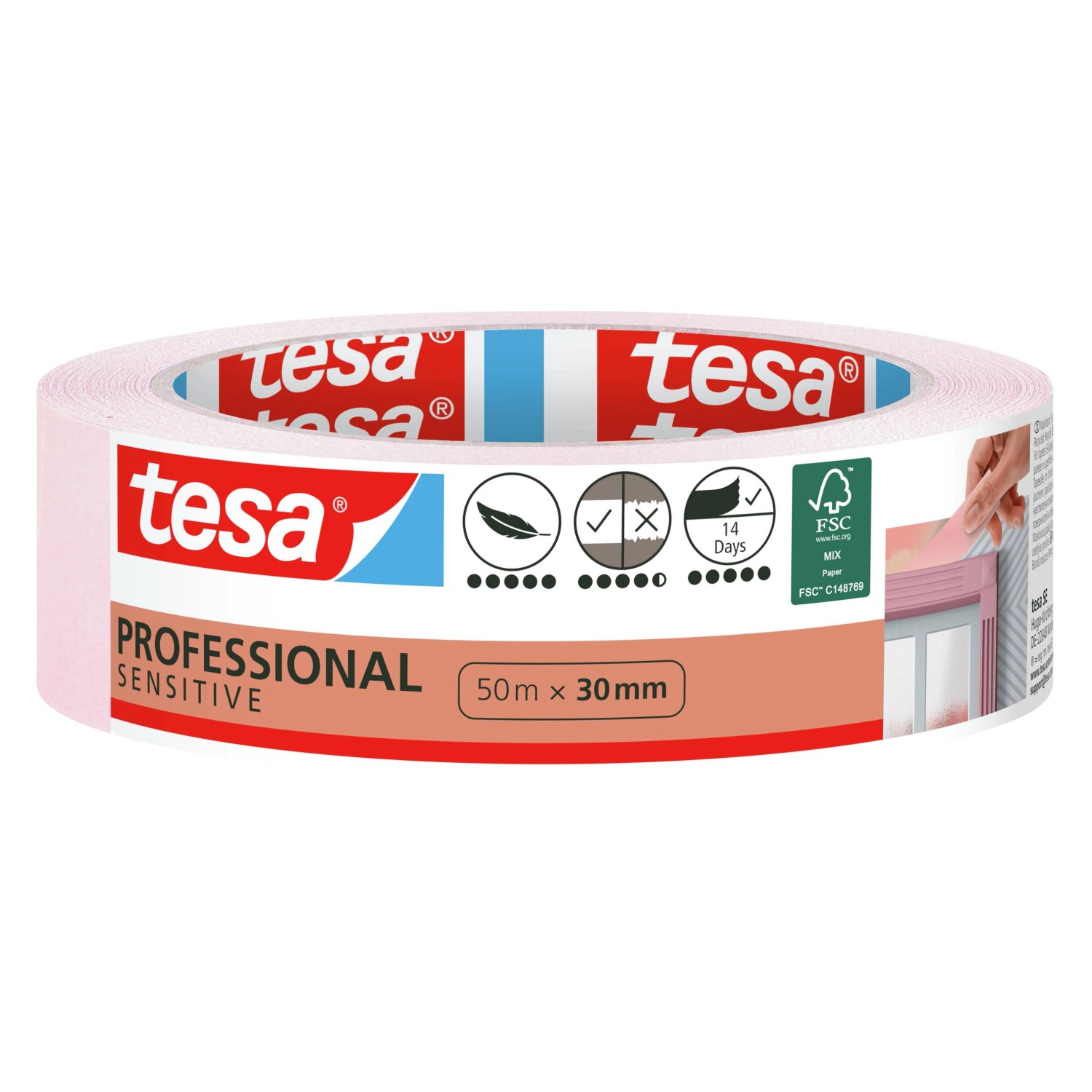 Tesa Taśma malarska Precision Mask Sensitive różowa 50 m x 30 mm