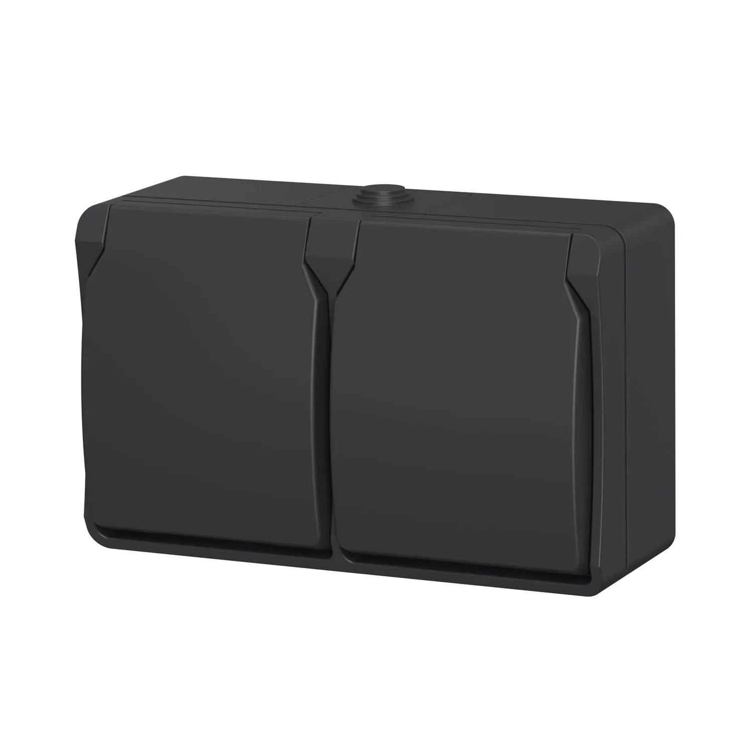 Düwi Gniazdo Aqua Plus podwójne z klapką 2P+Z antracytowe IP44