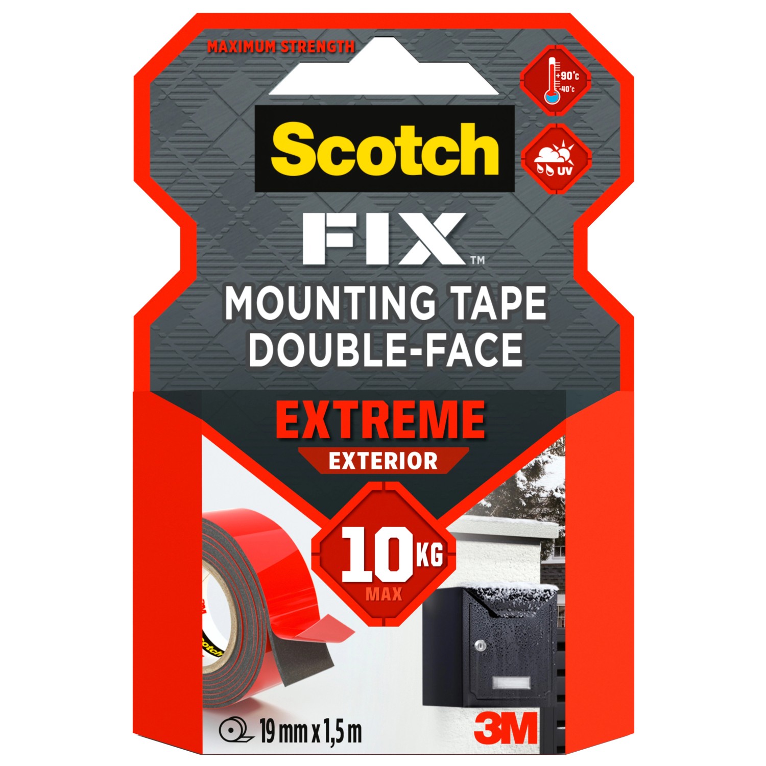 3M Scotch-Fix Supermocna zewnętrzna taśma mocująca 19 mm x 1,5 m - 1 rolka