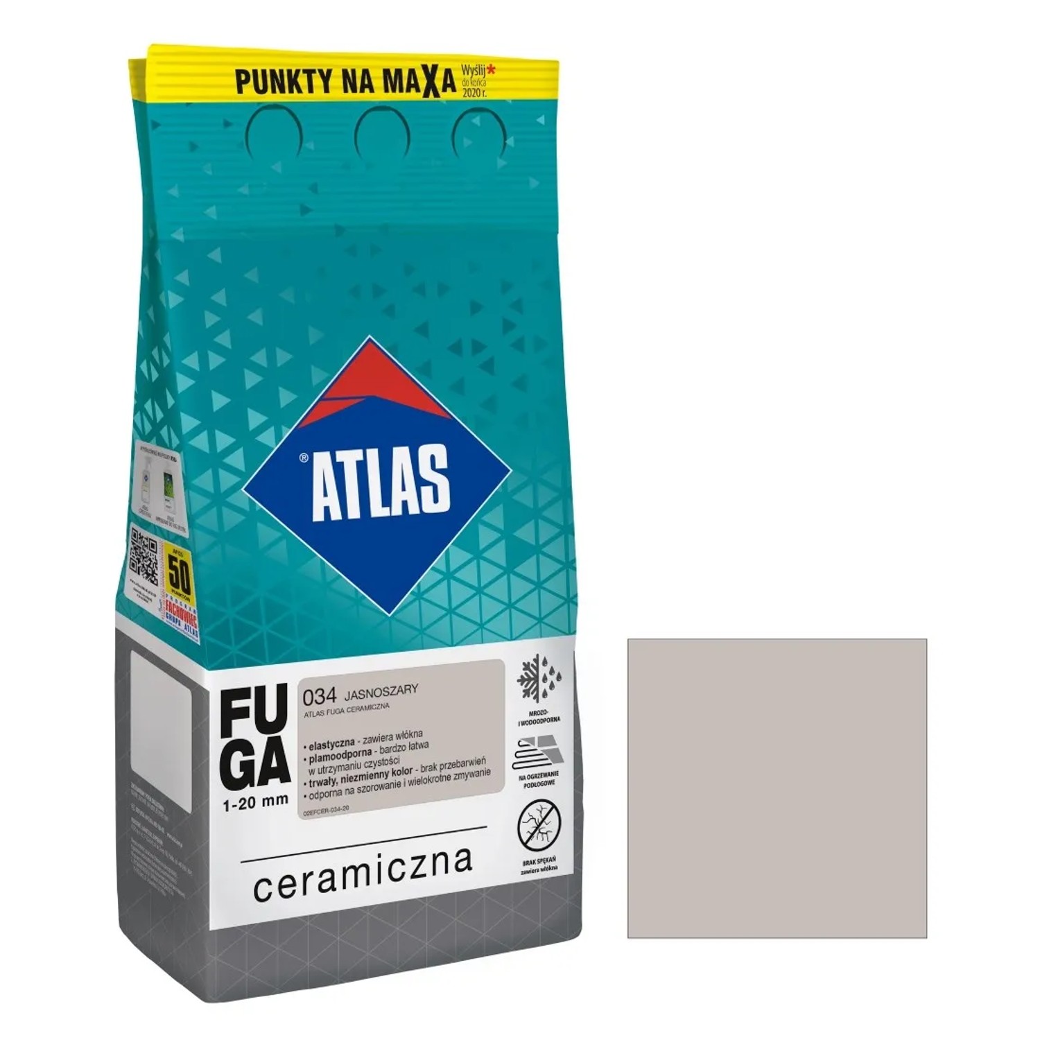 Atlas Fuga ceramiczna 034 jasnoszary 5 kg