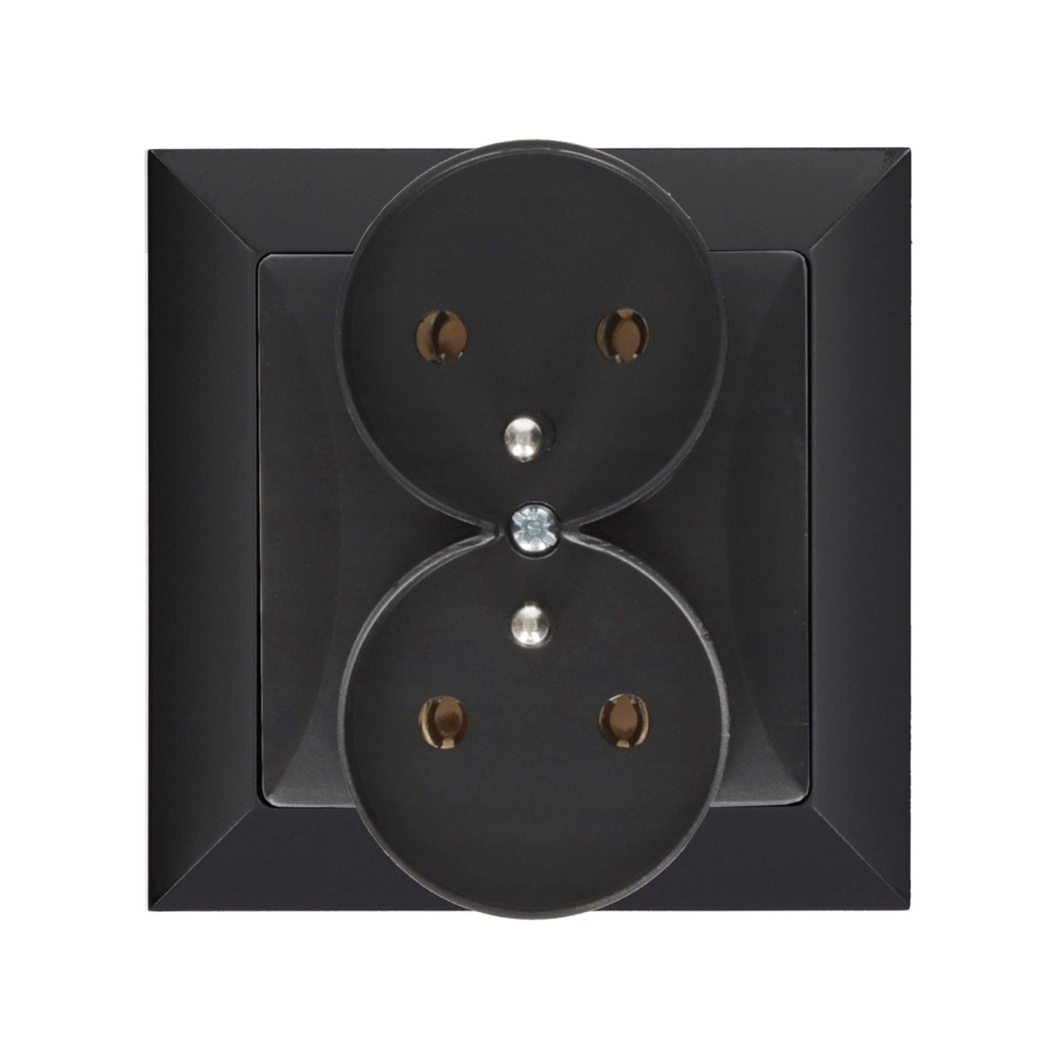 Düwi Gniazdo Pola podwójne z uziemieniem czarny mat