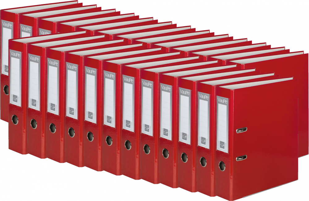 25x Segregator A4 VauPe FCK, 75mm, do 500 kartek, czerwony
