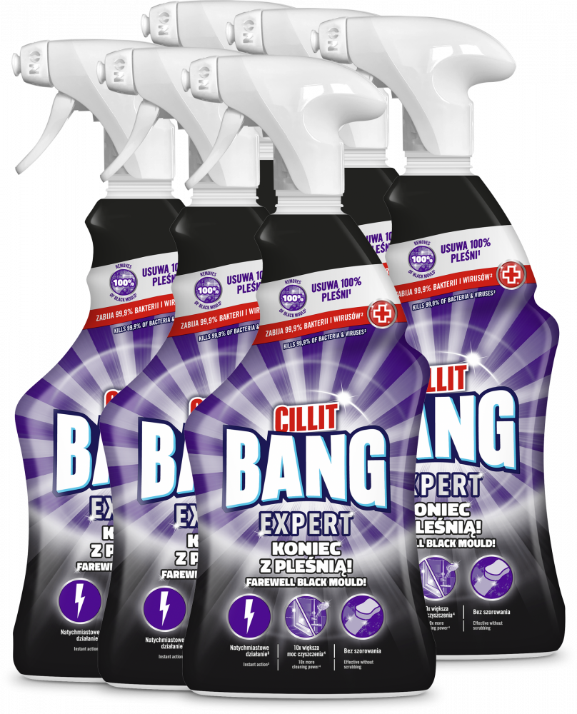 6x Środek do czyszczenia Cillit Bang, Pleśń i Czarne Osady, z rozpylaczem, 750ml
