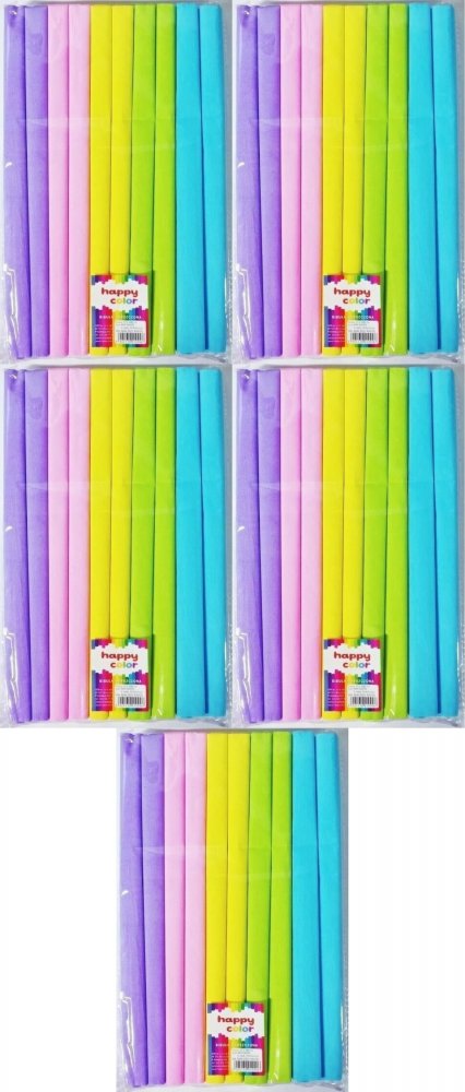 5x Bibuła marszczona Happy Color Pastel, 200x25 cm, 10 sztuk, mix kolorów
