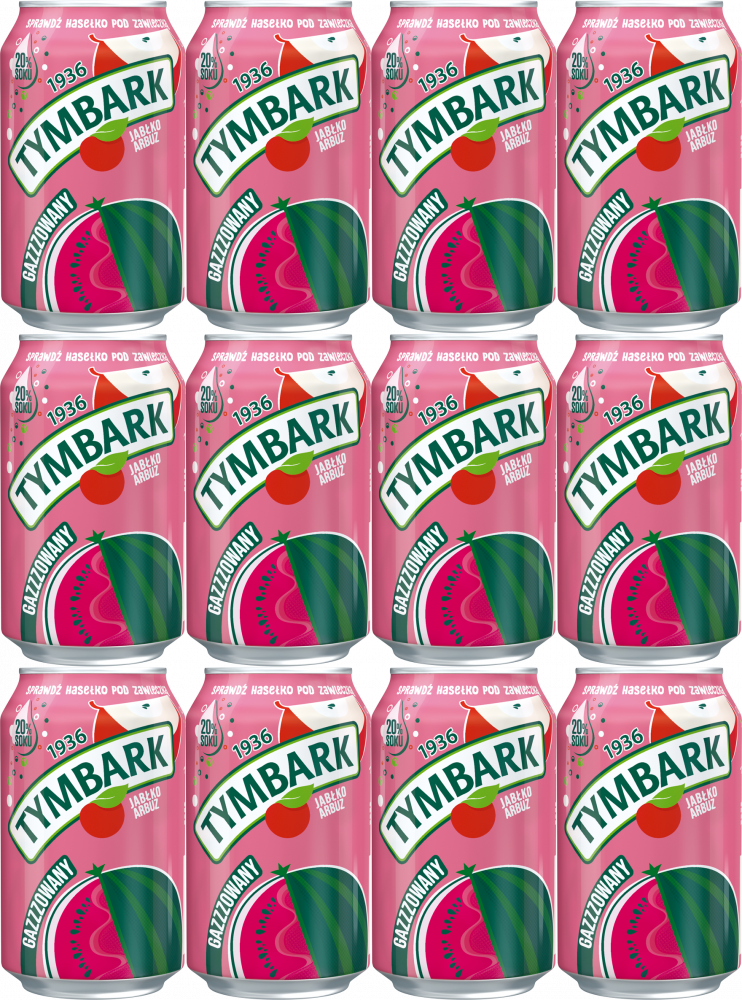 12x Napój gazowany Tymbark, jabłko/arbuz, puszka, 0.33l