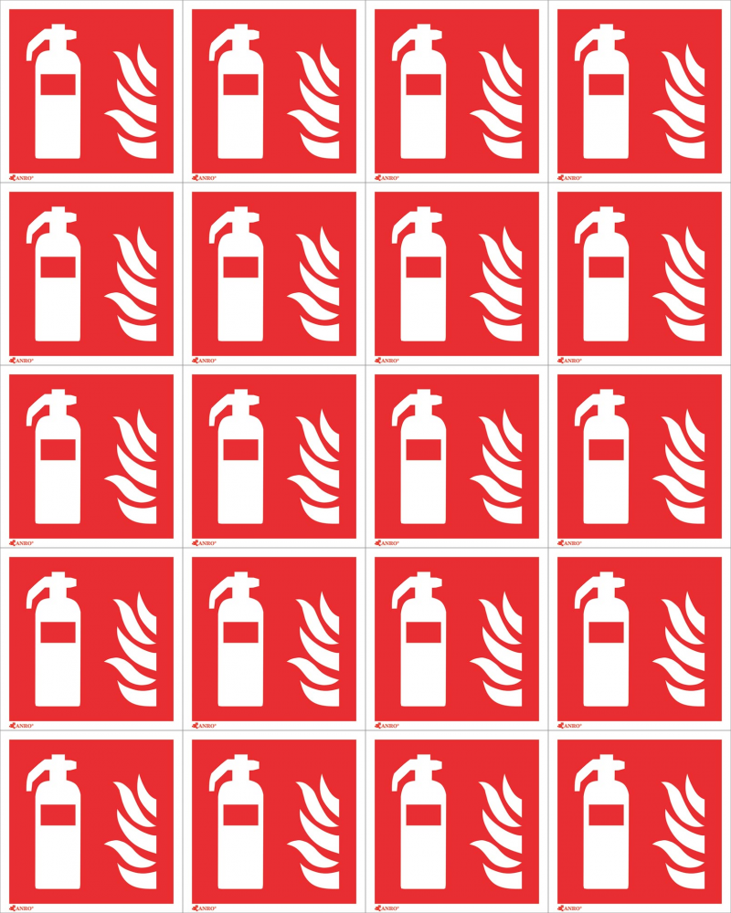 20x Naklejka informacyjna Anro, Z-F001-FS, "Gaśnica", 150x150mm
