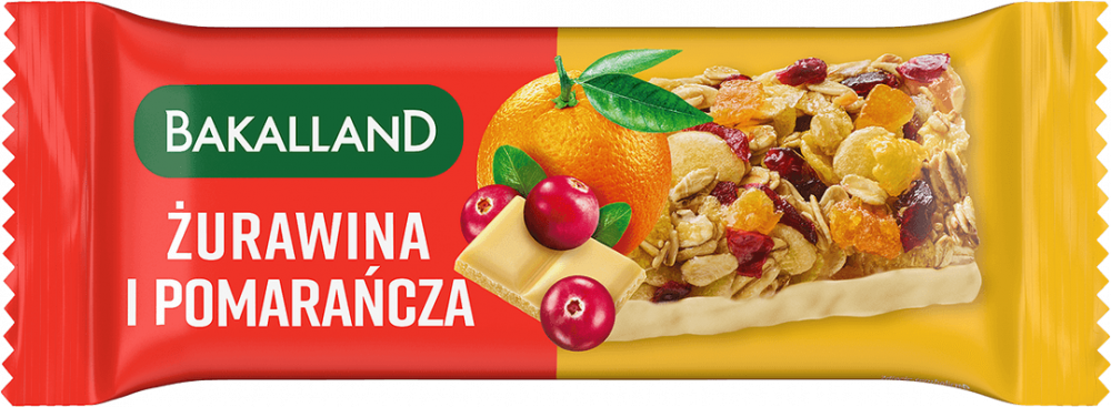 Baton zbożowy Bakalland BA! żurawina i pomarańcza, 40g
