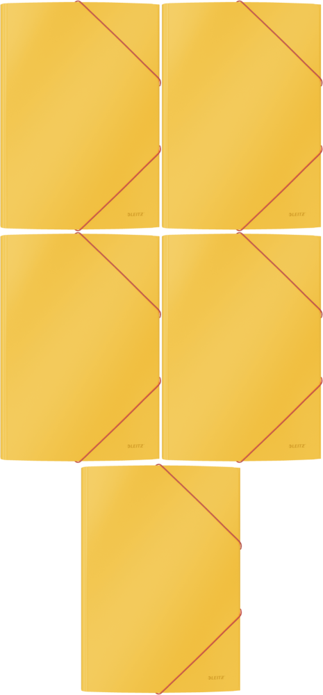 5x Teczka kartonowa z narożną gumką Leitz Cosy, A4, 5mm, żółty