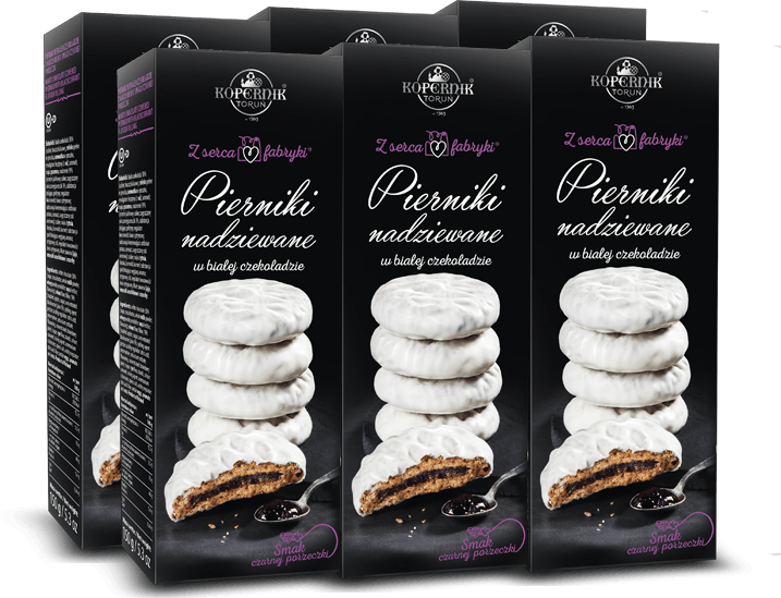 6x Pierniki nadziewane Kopernik, czarna porzeczka w białej czekoladzie, 150g