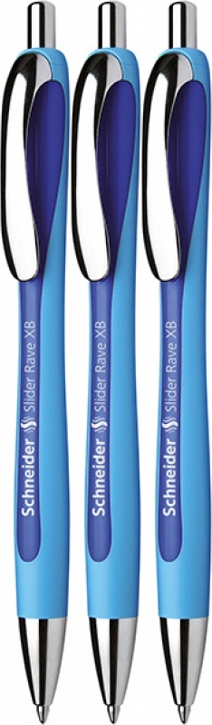 3x Długopis automatyczny Schneider Slider Rave, 1.4mm, niebieski