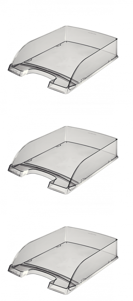 3x Półka na dokumenty Leitz Plus, A4, plastikowa, przezroczysty grafitowy