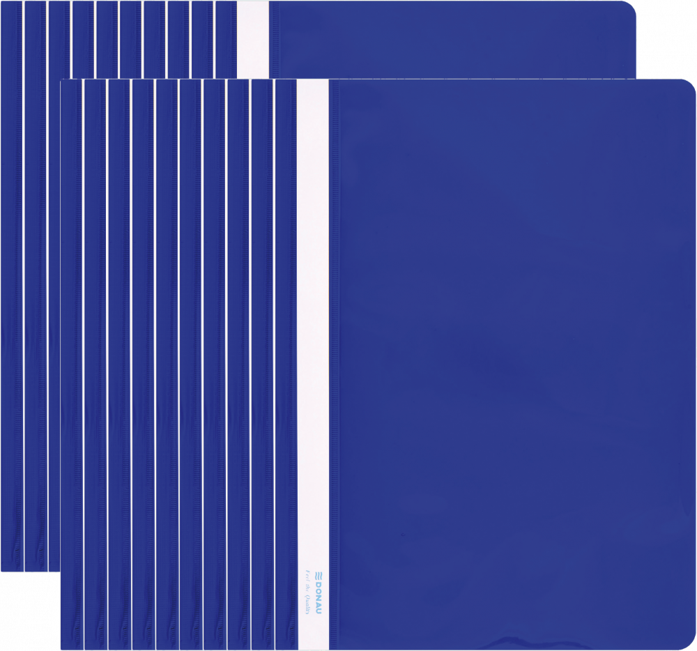 20x Skoroszyt plastikowy bez oczek Donau, twardy, A4, do 200 kartek, niebieski