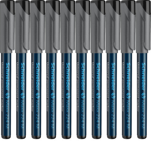10x Foliopis permanentny Schneider Maxx 224, okrągła, M, 1 mm, czarny