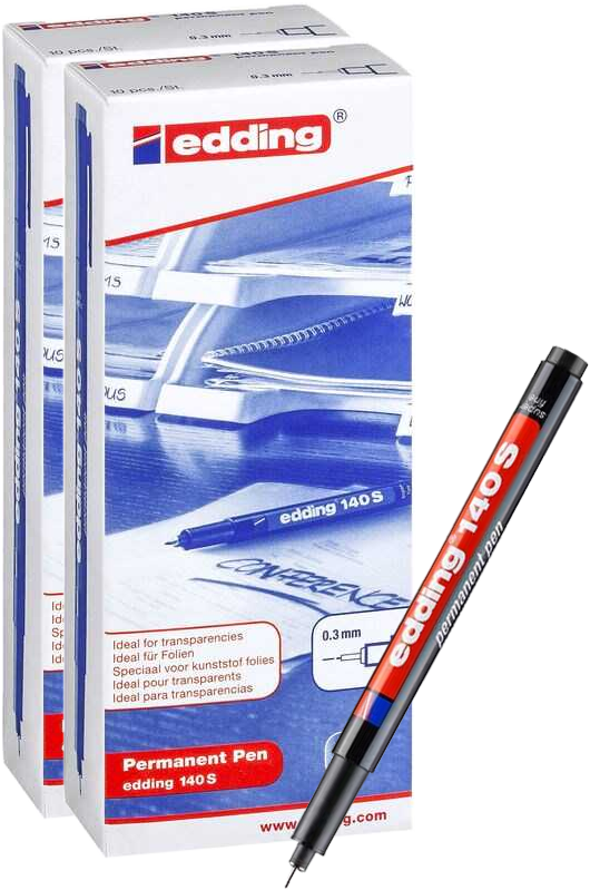 20x Foliopis permanentny edding 140S, okrągła, 0.3mm, czarny