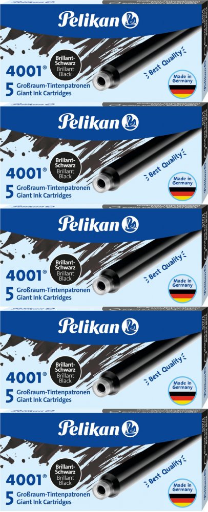 5x Naboje atramentowe długie Pelikan, 4001, 5 sztuk, czarny