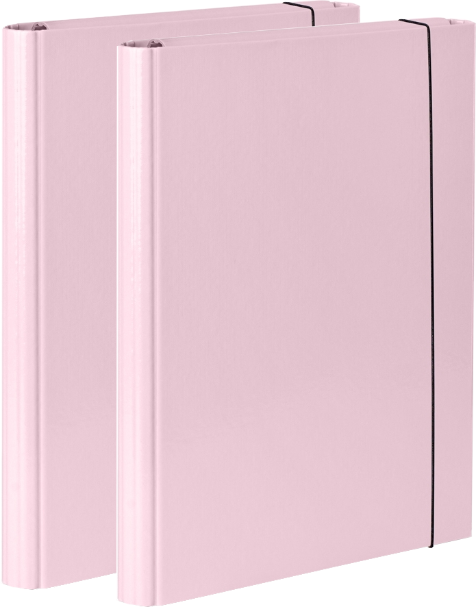 2x Teczka skrzydłowa z gumką VauPe, A4, 40mm, pastelowy różowy