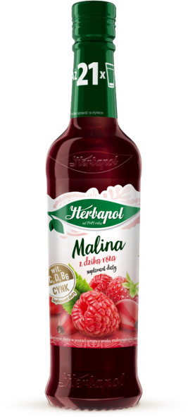 Syrop Herbapol Owocowa Spiżarnia, malina z dziką różą, 420 ml