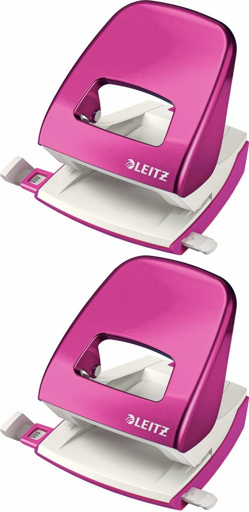 2x Dziurkacz Leitz Wow NeXXt, do 30 kartek, metaliczny różowy