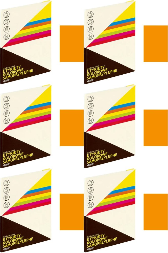 6x Etykiety samoprzylepne Grand, 210x297mm, 25 arkuszy, pomarańczowy