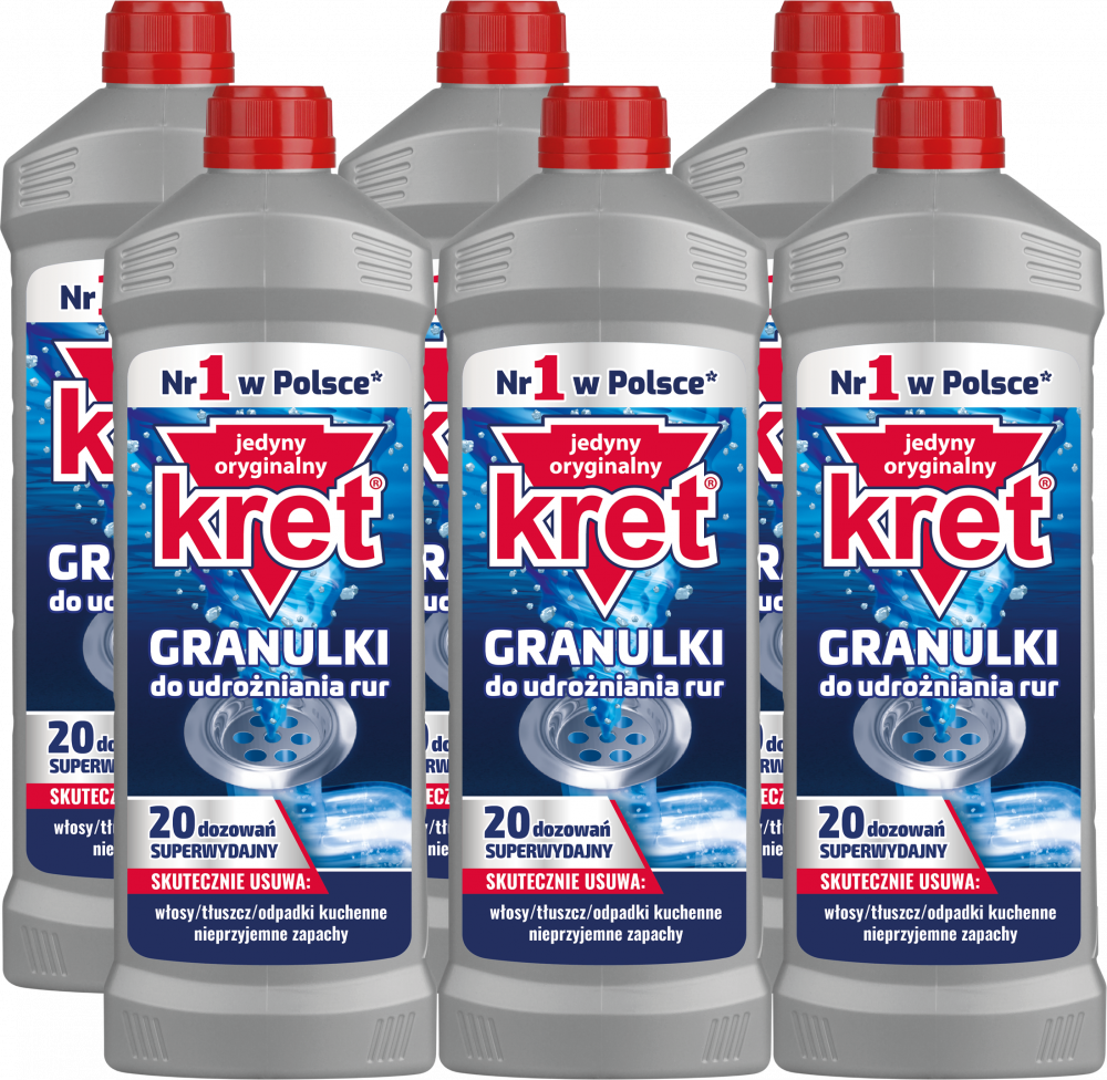 6x Udrażniacz do rur Kret, granulki, 800g