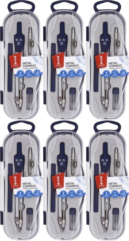 6x Cyrkiel szkolny MemoBe, z 4 elementami, srebrny