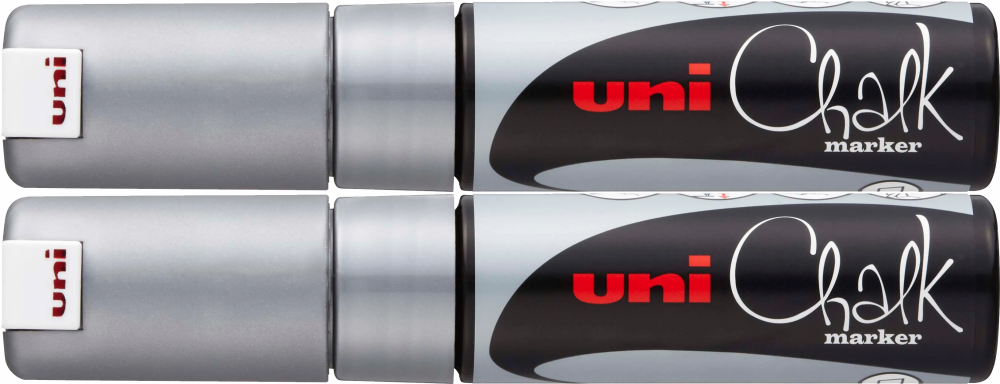 2x Marker kredowy Uni PWE-8K, ścięta, srebrny