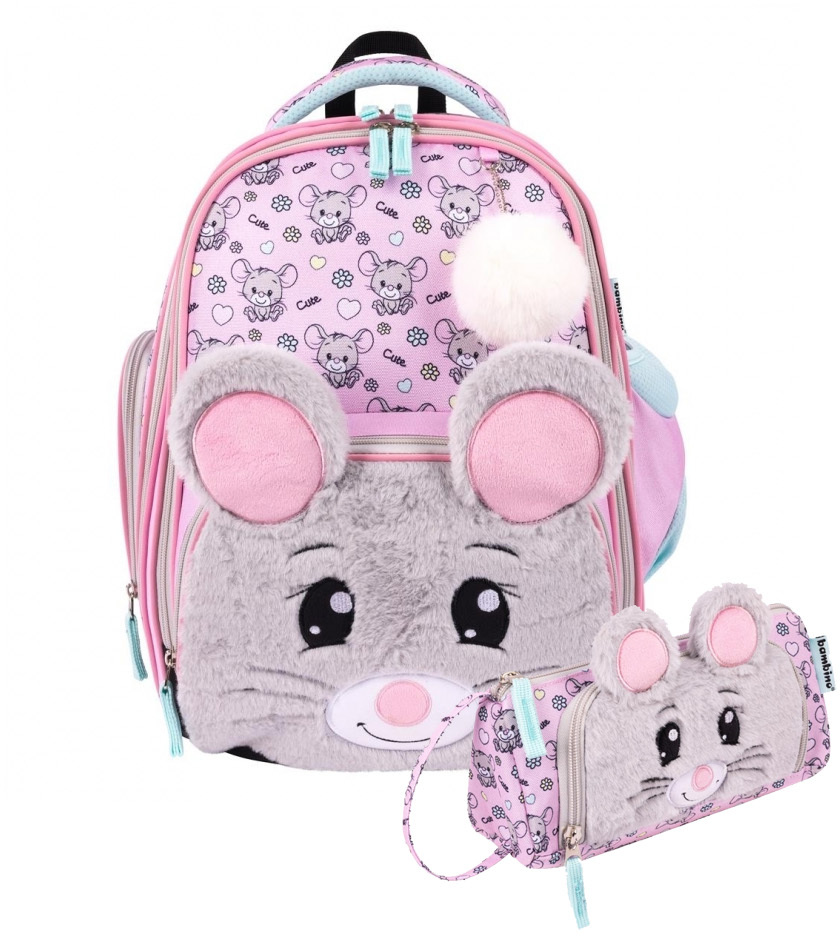 Zestaw: Plecak szkolny Bambino premium B8 + piórnik saszetka Bambino Mouse