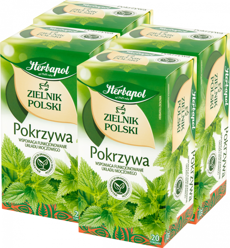 4x herbata ziołowa w torebkach Herbapol Zielnik Polski, pokrzywa, 20 sztuk x 1.5g