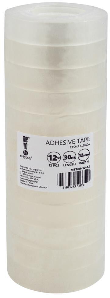 Taśma klejąca MemoBe 12mmx30m, 12 sztuk, przezroczysty