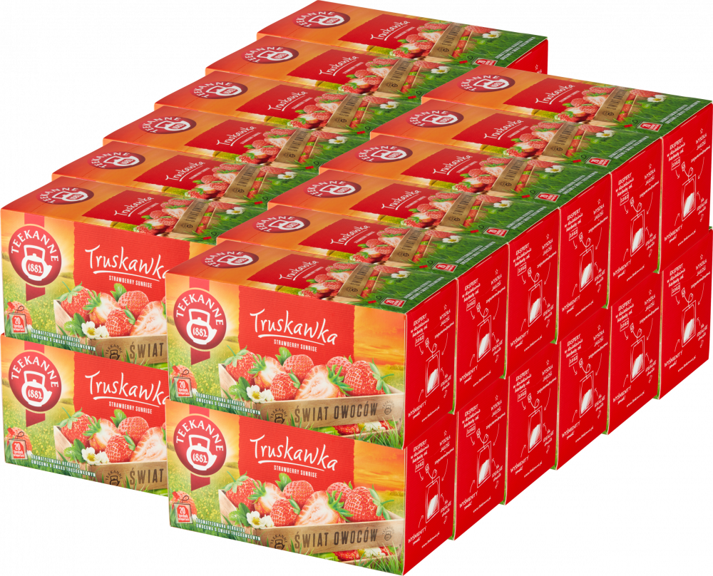 24x Herbata owocowa w kopertach Teekanne Strawberry Sunrise, truskawka, 20 sztuk x 2.5g