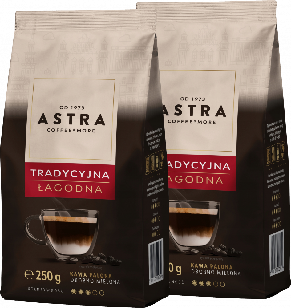 2x Kawa mielona Astra Łagodna Tradycyjna, drobno mielona, 250g
