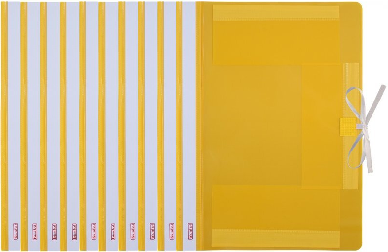 10x teczka wiązana Biurfol, A4, plastikowa, żółty