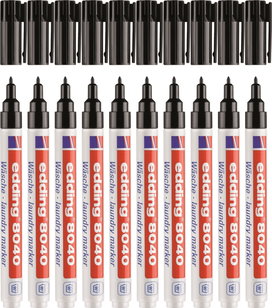 10x Marker do tkanin edding 8040, okrągła, 1mm, czarny