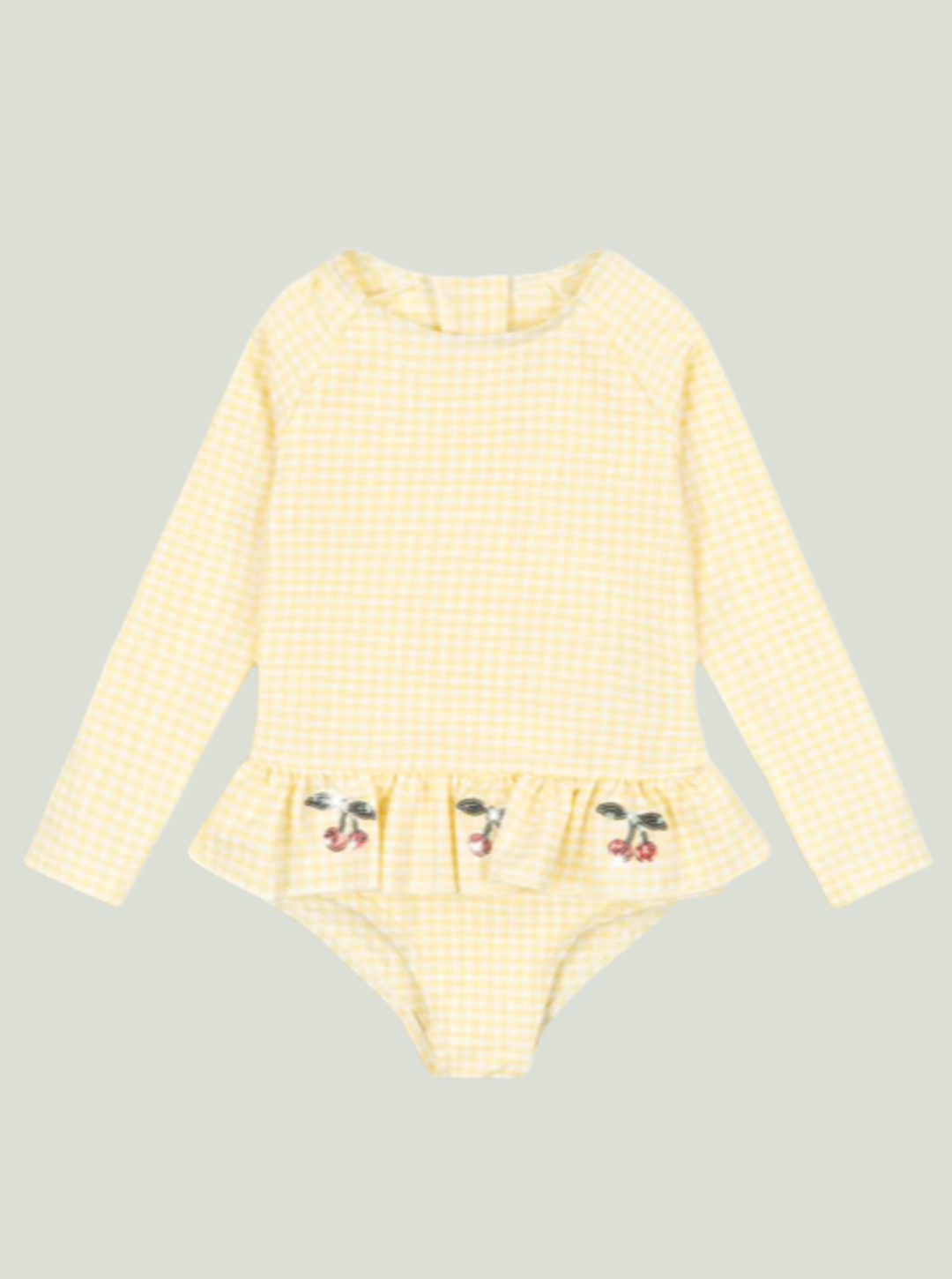 Strój kąpielowy etta long sleeve swimsuit banana almond check Konges Sløjd