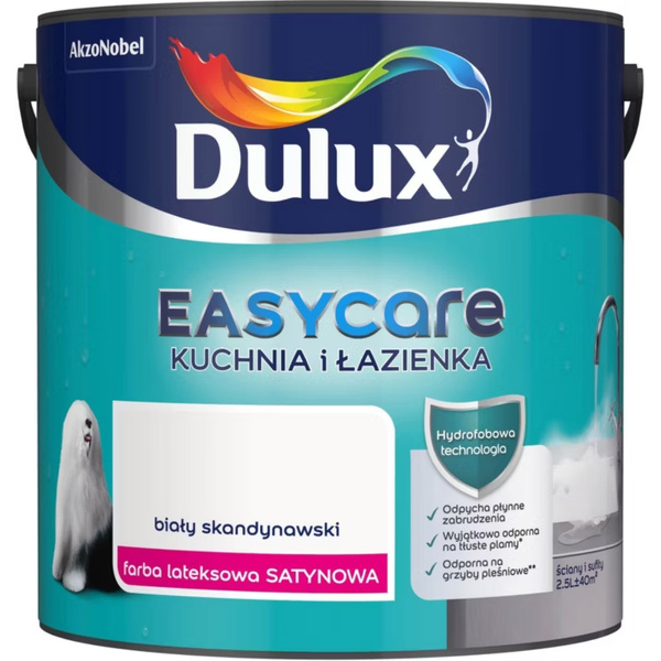 Farba plamoodporna EasyCare Kuchnia i Łazienka Biały skandynawski 2,5L Dulux