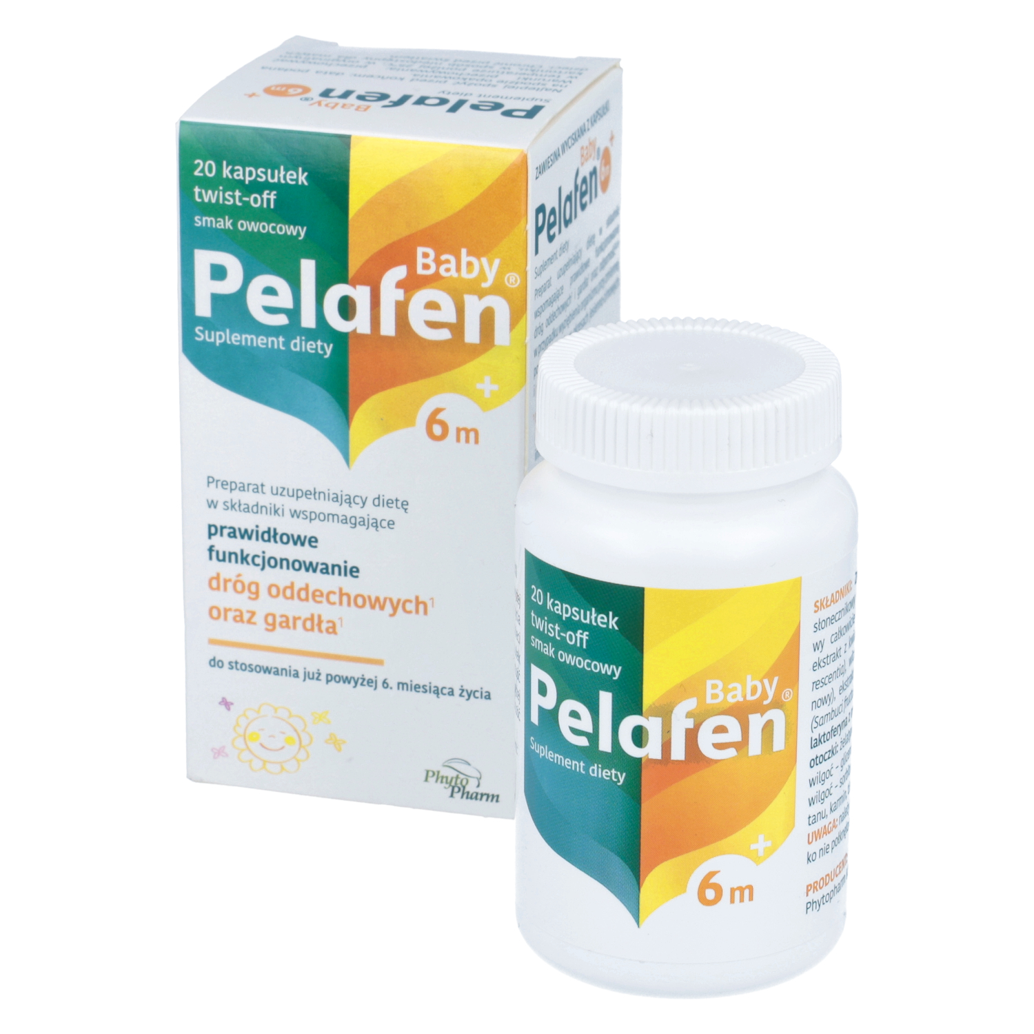 Pelafen baby 6m+, smak owocowy, 20 kapsułek twist-off