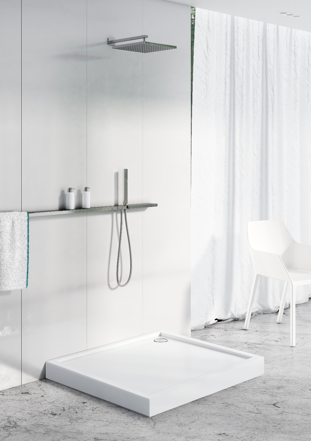 Schedline Cameron Smooth White brodzik 90x90 cm półokrągły biały 3ST.C1O-9090