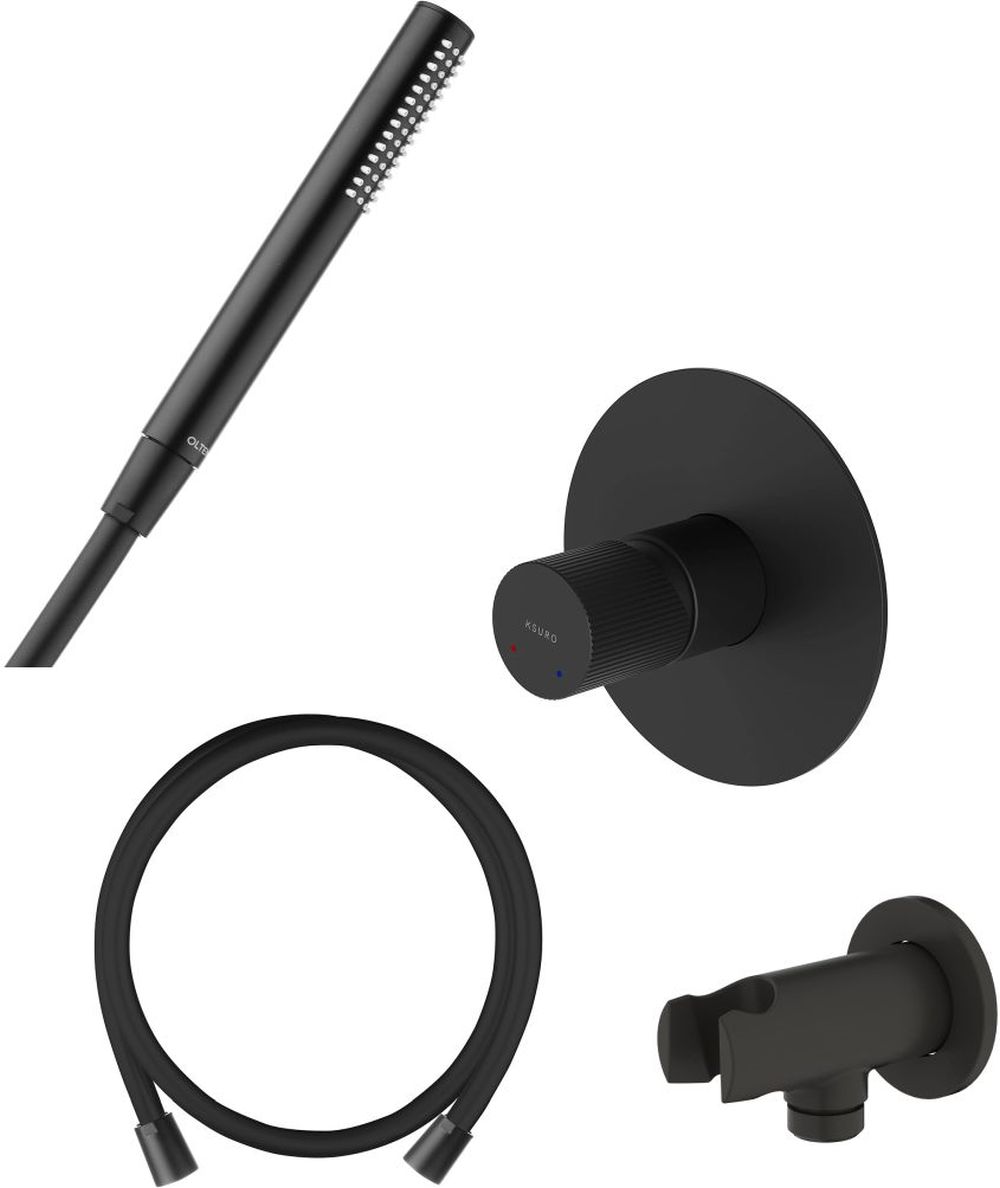 Zestaw Ksuro 02 bateria prysznicowa podtynkowa z kompletem natryskowym Oltens czarny mat (12001030, 37102300, 37200300, 39304300) - Wysyłka w 24h