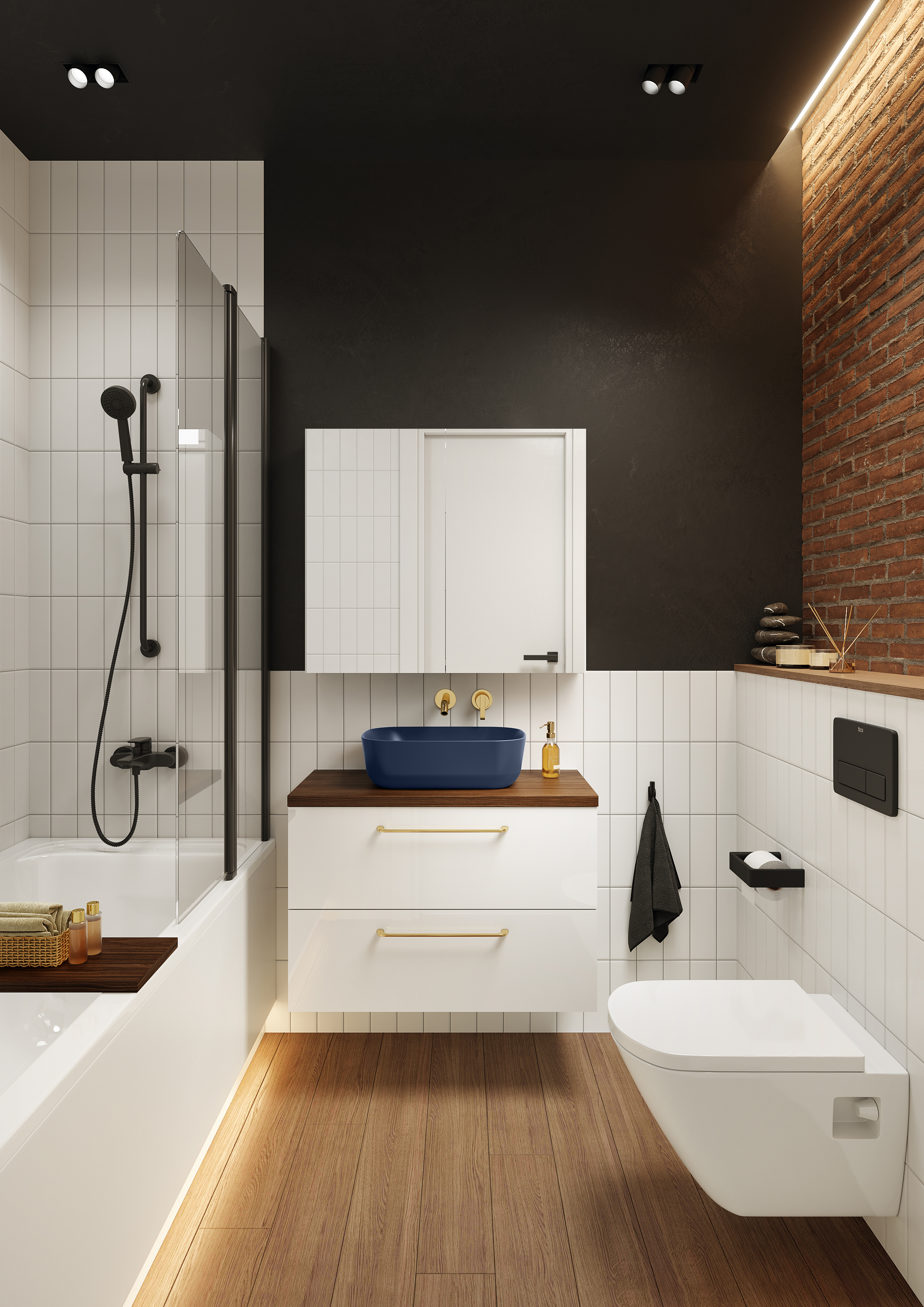 Elita Reni umywalka 45,5x32,5 cm prostokątna nablatowa navy blue matt RE040460037030