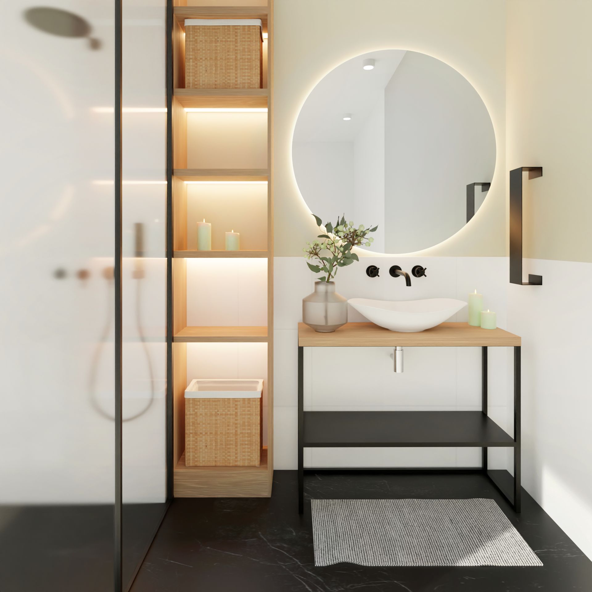 Baltica Design Elise konsola podumywalkowa 60x35x75 cm czarna-dab