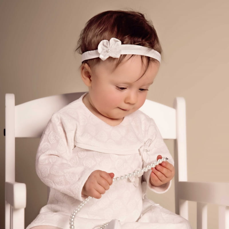 Opaska na głowę do chrztu Julia ecru