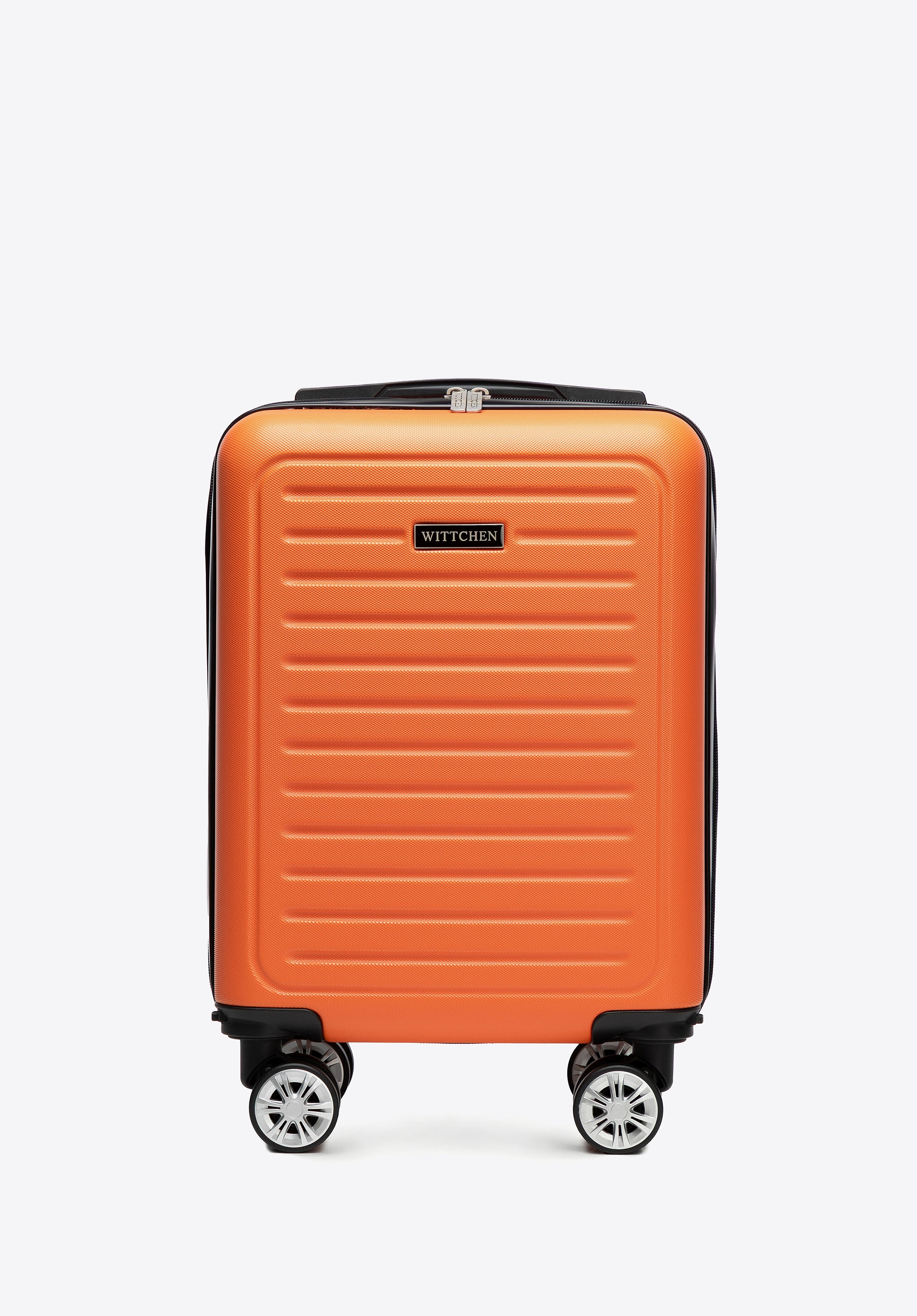 Walizka kabinowa z ABS-u z odpinanymi kółkami pomarańczowa