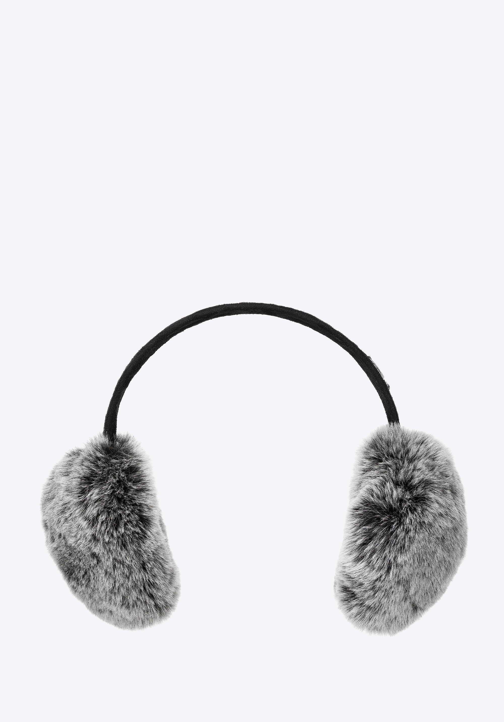 Nauszniki damskie z futerkiem czarno - szare