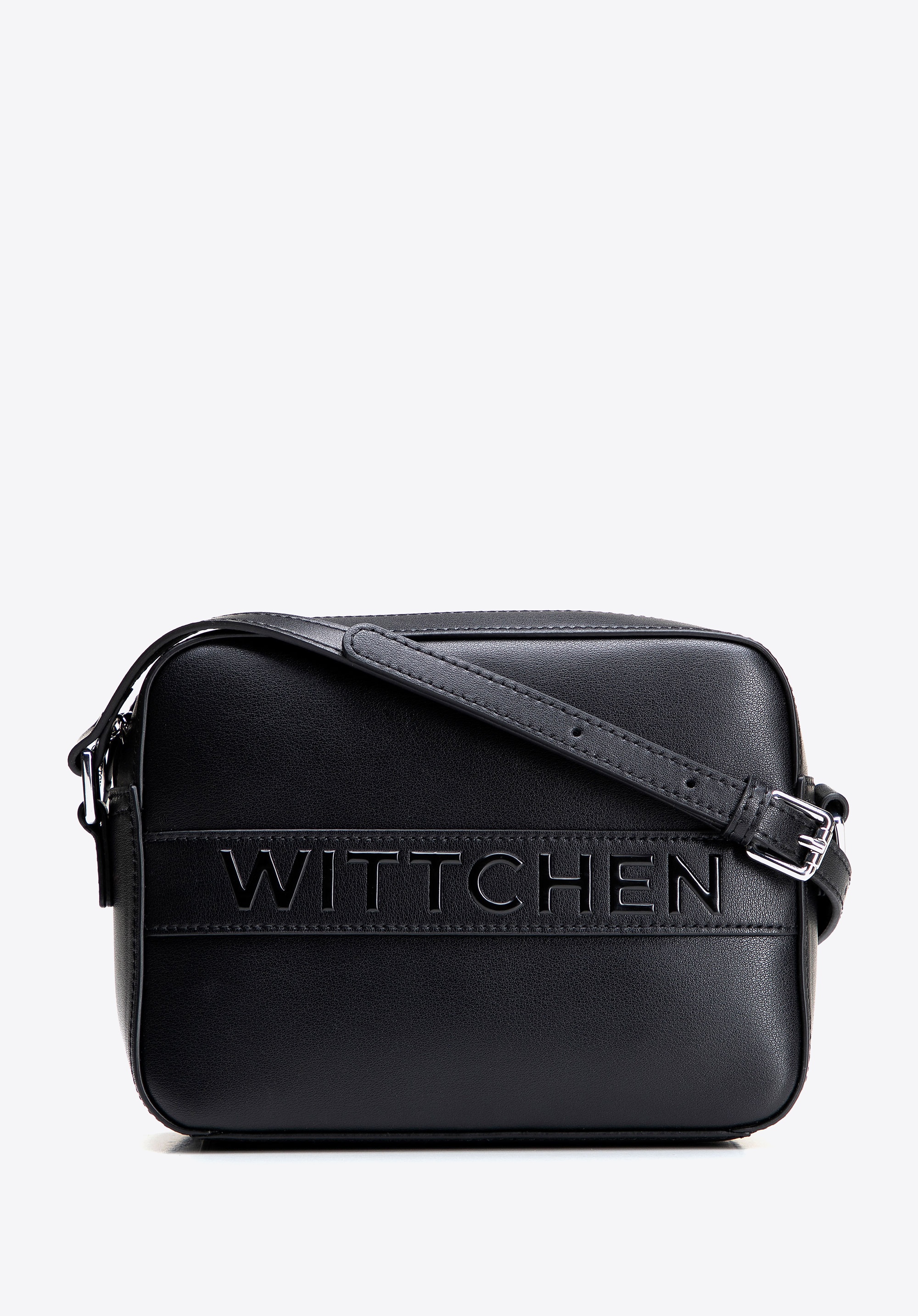 Skórzana torebka crossbody pudełkowa czarna