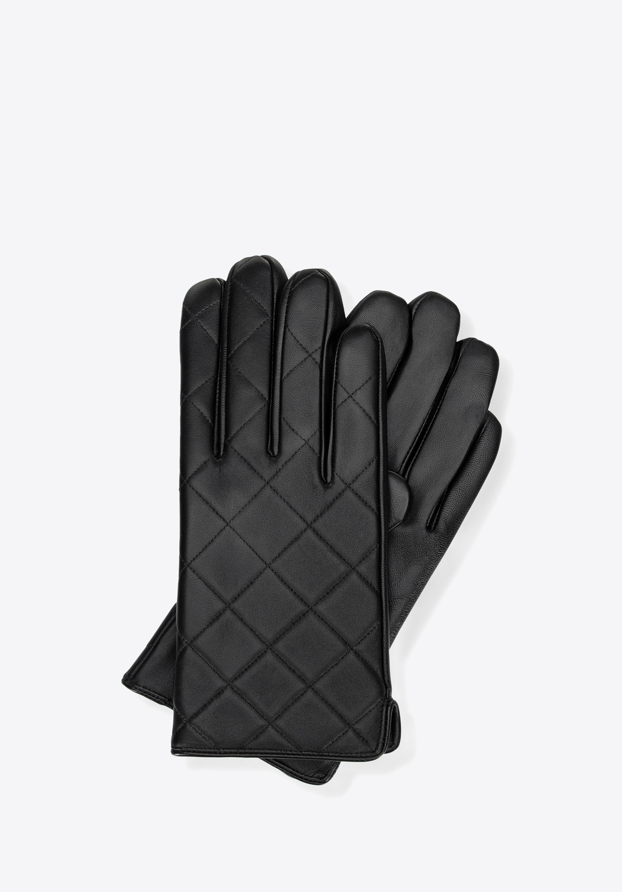 Męskie rękawiczki ze skóry naturalnej z przeszyciami czarne