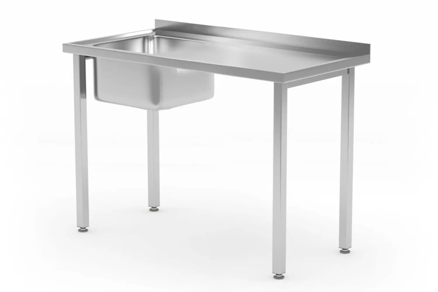 Stół ze zlewem po lewej, 100 x 60 x 85 cm skręcany z rantem | 816790