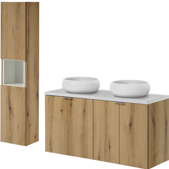 COMAD Zestaw mebli NOVA OAK 2 szafki 60 cm z blatem WHITE 120 cm, 2 u