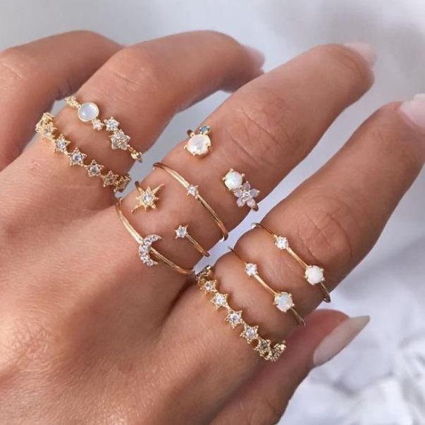 Zestaw 9 par pierścionków Vintage 007