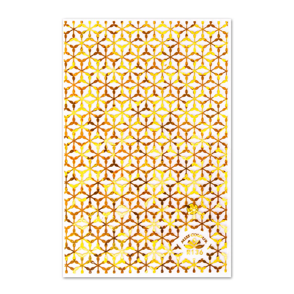 Naklejki do paznokci cienkie ornamenty R136 złote holo